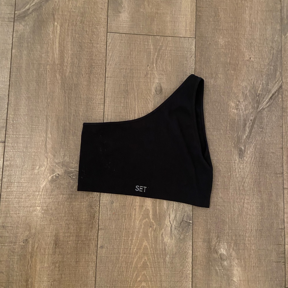 Set Active Black One Shoulder Bra